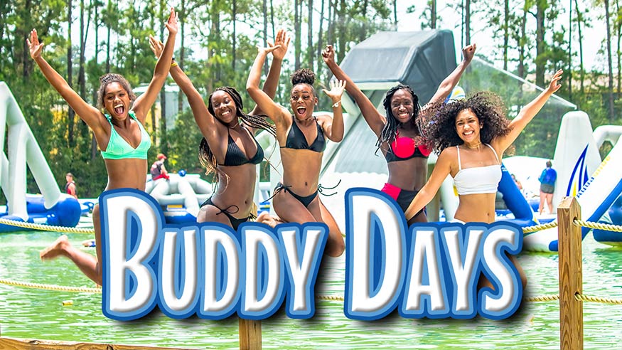 Buddy Days are bring-a-friend free days for Big Rivers Season Pass holders. Get your season pass today and bring your friends for free!